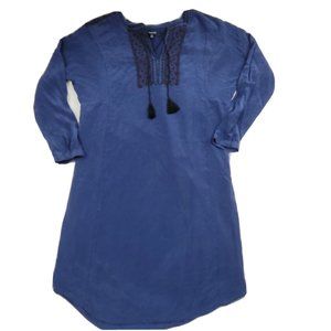 Madewell Womens XXS Dress Silk Embroidered Prologue Tunic 100% Silk-Missing Belt